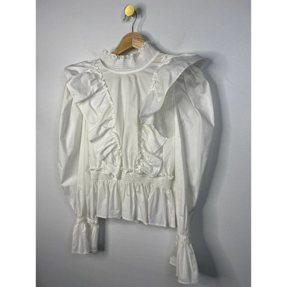 Sea Nw York Gaia Ruffled Cutout Lightweight Blouson Blouse White Size: 00 NWOT - Picture 3 of 9